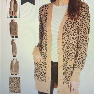 J Crew leopard jacquard cardigan